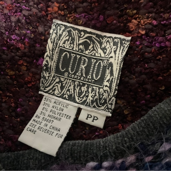 Vintage Mohair Blend Crop Cardigan Sweater Sz S Petite Y2K 90's Burgundy Red - Picture 11 of 11